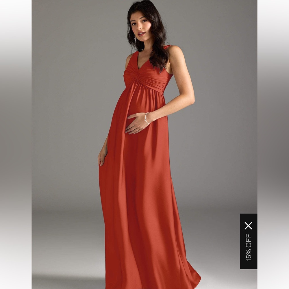Azazie rust chiffon maternity brides maid dress
